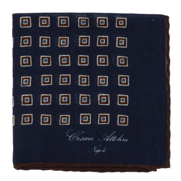 Pure Wool Pocket Square "Medaglioni Incornicato