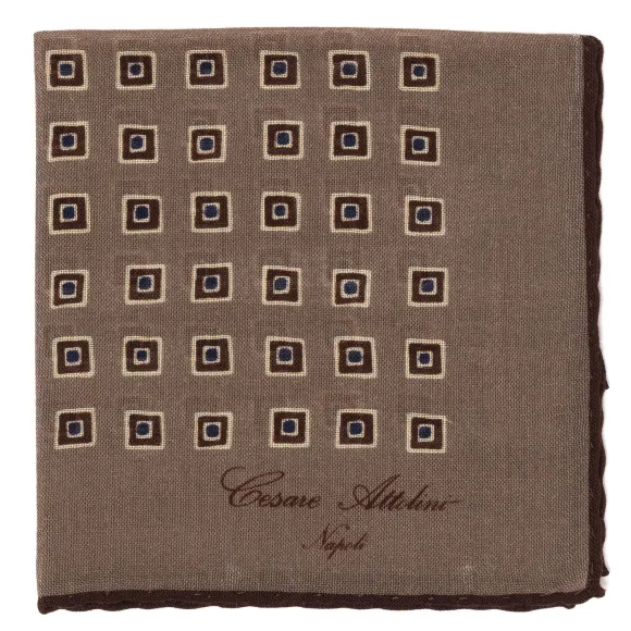 Pure Wool Pocket Square "Medaglioni Incornicato