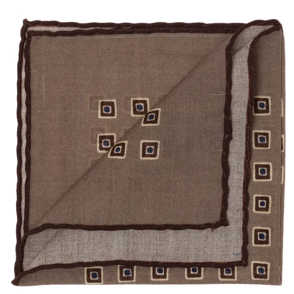 Pure Wool Pocket Square "Medaglioni Incornicato