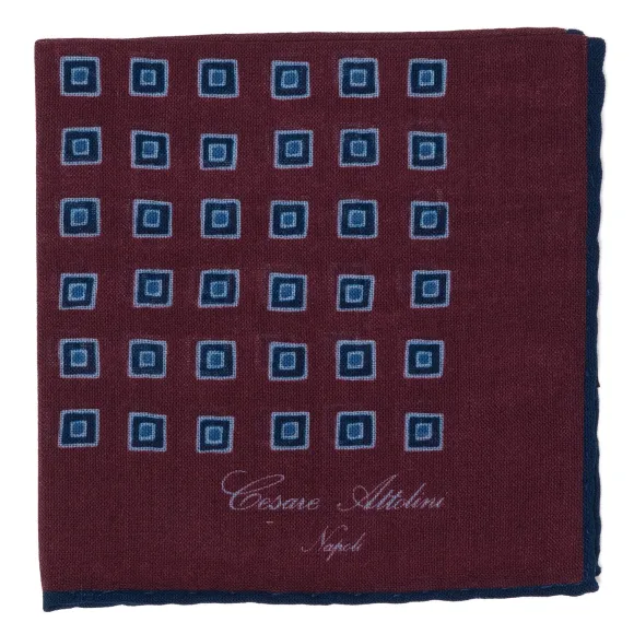 Pure Wool Pocket Square "Medaglioni Incornicato