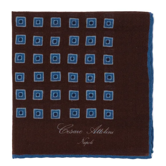 Pure Wool Pocket Square "Medaglioni Incornicato