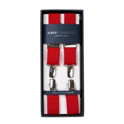 Red Elastic Pants Straps "X Back Nickel" With Clips