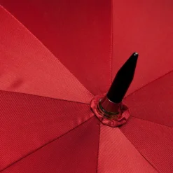 Red Sporty Umbrella With Hand-Sewn Leather Handle