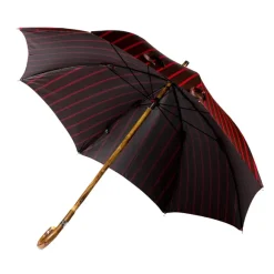 Red Umbrella With Wooden Handle