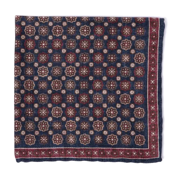 Rosi Collection X Mj: Pocket Square "Medallion Double Print" In Pure S