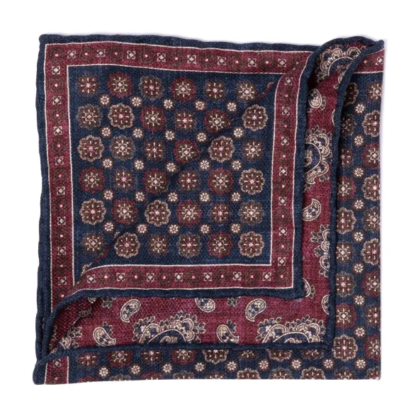 Rosi Collection X Mj: Pocket Square "Medallion Double Print" In Pure S