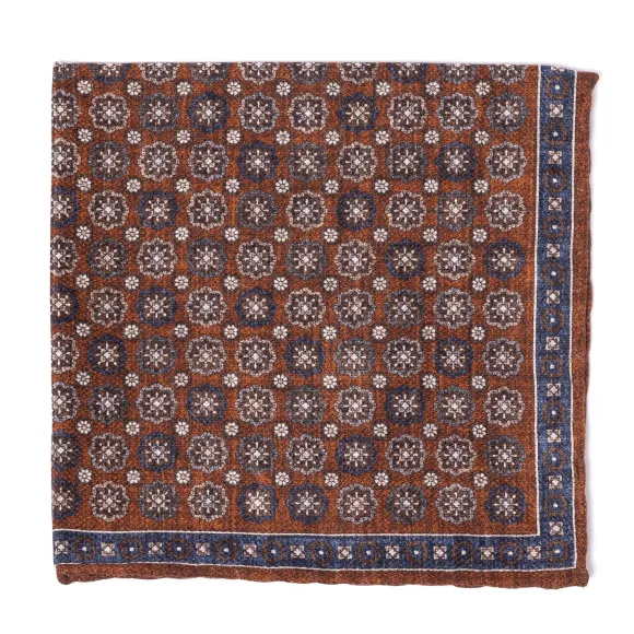 Rosi Collection X Mj: Pocket Square "Medallion Double Print" In Pure S