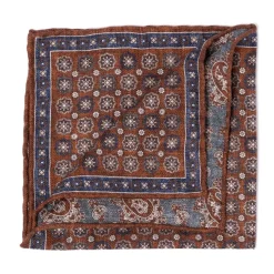 Rosi Collection X Mj: Pocket Square "Medallion Double Print" In Pure S