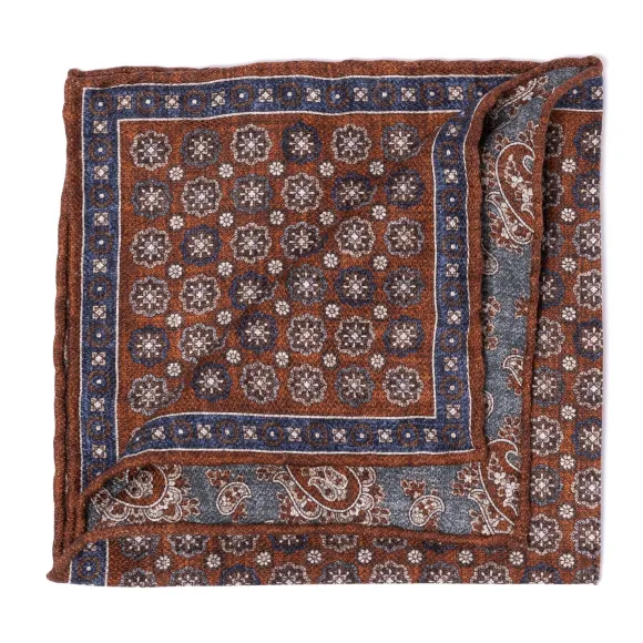Rosi Collection X Mj: Pocket Square "Medallion Double Print" In Pure S
