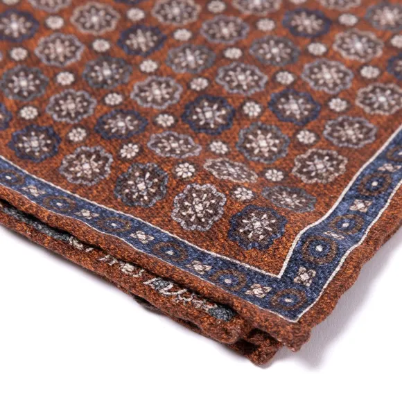 Rosi Collection X Mj: Pocket Square "Medallion Double Print" In Pure S