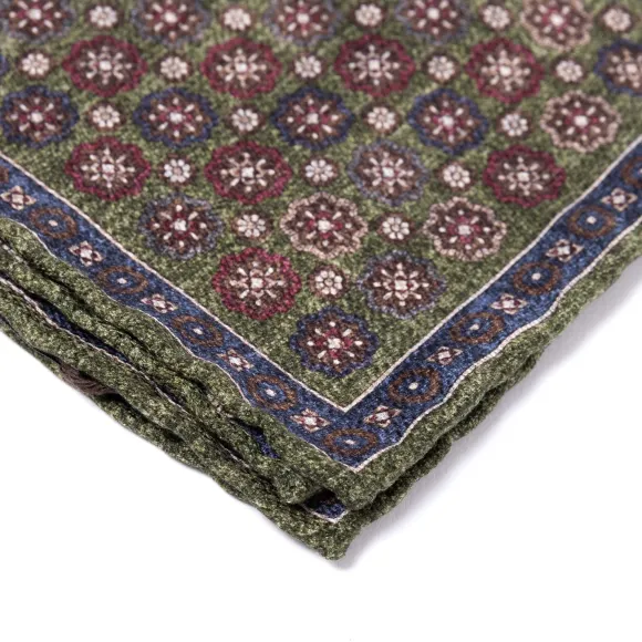 Rosi Collection X Mj: Pocket Square "Medallion Double Print" In Pure S