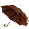 Rust-Brown Telescopic Umbrella "Prince De Galles" With Bamboo Handle