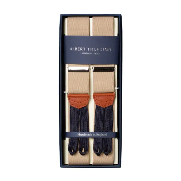Sand-Colored Elastic Suspenders To Button