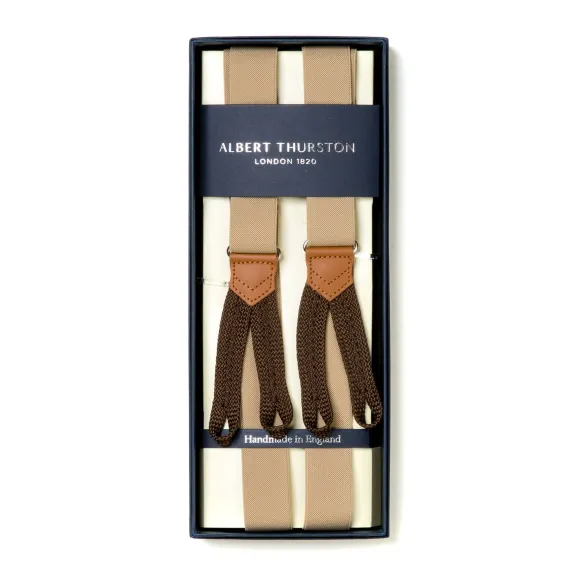 Sand-Colored Elastic Suspenders To Button