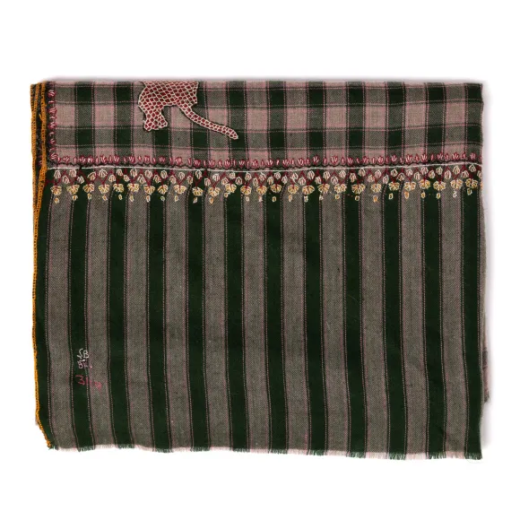 Scarf "Bareilly" Made Of Finest Hand Embroidered Pashmina Cashmere - P