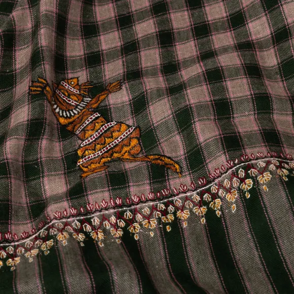Scarf "Bareilly" Made Of Finest Hand Embroidered Pashmina Cashmere - P