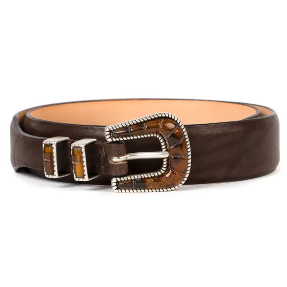 Silver Ostrich X Mj: Western-Gurtel "Colorado" Aus Dunkelbraunem Kalbs