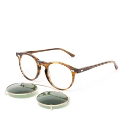 Sonnenbrille "Clip-Pleat Earth" Mit Grunen Glasern - Handarbeit