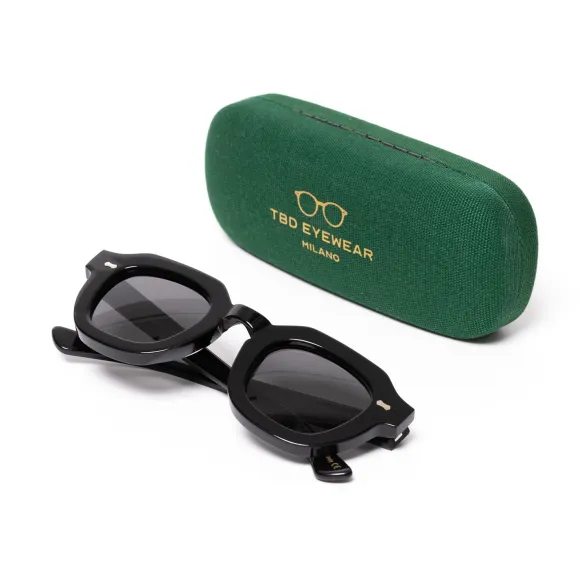 Sonnenbrille "Juta Black" Mit Grauen Glasern - Handarbeit