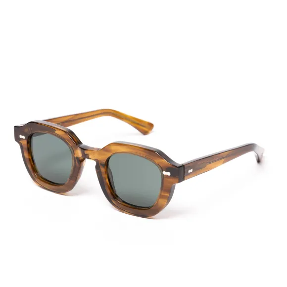 Sonnenbrille "Juta Earth" Mit Grunen Glasern - Handarbeit