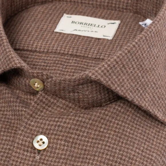 Sport Shirt "Houndstooth" In Soft Cotton Flannel - Linea Passion