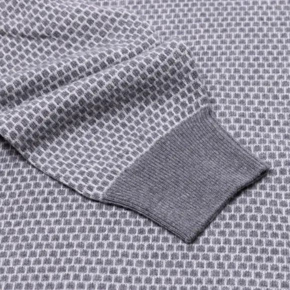 Square-Jacquard Merino Wool And Cashmere Turtleneck Sweater - 1 Ply Ca