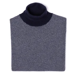 Square-Jacquard Merino Wool And Cashmere Turtleneck Sweater - 1 Ply Ca