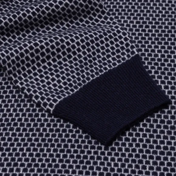 Square-Jacquard Merino Wool And Cashmere Turtleneck Sweater - 1 Ply Ca