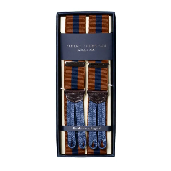 Striped Elastic Suspenders "New Regimental" To Button