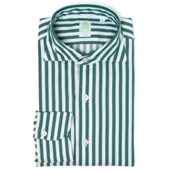 Striped Pure Cotton Sports Shirt "Strisce Dei Borboni" - Collo Simone-