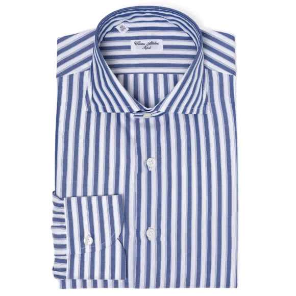 Striped Shirt "Multipla Righe" In Fine Cotton Twill From Carlo Riva -