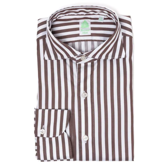 Striped Sports Shirt "Strisce Dei Borboni" In Pure Cotton - Collo Simo