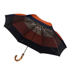 Striped Telescopic Umbrella "Multicolore" With Bamboo Handle