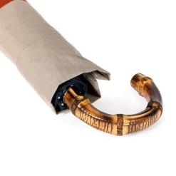 Striped Telescopic Umbrella "Multicolore" With Bamboo Handle