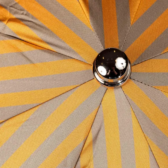 Striped Telescopic Umbrella "Regimental" With Leather Handle