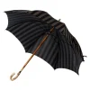 Striped Umbrella "Lord" With Massive Wooden Frame And Handle Made Of Hickory Wood