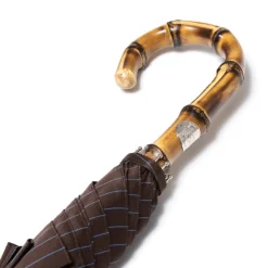 Striped Umbrella "Lord" With Solid Wood Frame And Bamboo Wood Handle