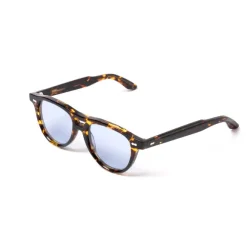 Sunglasses "Piquet Havana" With Light Blue Lenses - Handmade