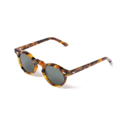 Sunglasses "World Amber Tortoise" With Green Lenses - Handmade