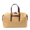 Travel Bag "Happy Weekend" Made Of Cotton Canvas And Saddle Leather -