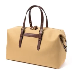 Travel Bag "Happy Weekend" Made Of Cotton Canvas And Saddle Leather -
