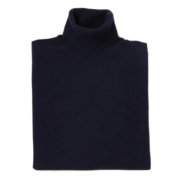 Turtleneck Jumper Made Of Merino Wool And Cashmere - 1 Ply Cashmere Bl
