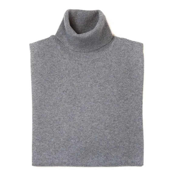 Turtleneck Jumper Made Of Merino Wool And Cashmere - 1 Ply Cashmere Bl
